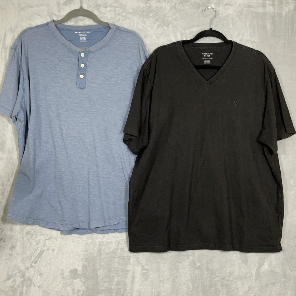 American Eagle Mens T-Shirt LOT OF 2 Standard Fit Short Sleeve XL Soft Logo - Picture 1 of 16